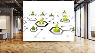 abstract illustration of professional business network grid Wall mural