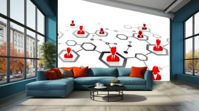 Abstract illustration of professional business network grid Wall mural