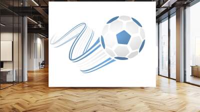 Argentina soccer ball isolated on white background with winding ribbons on blue and white colors Wall mural