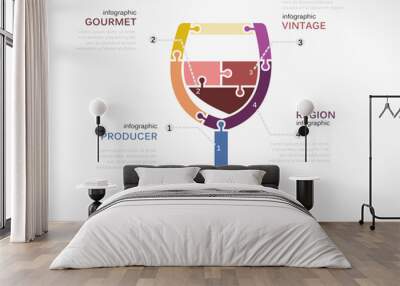 Wine concept infographic template with glass Wall mural