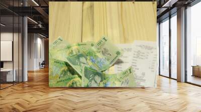 Romanian leu and receipts Wall mural