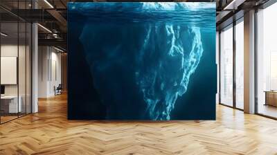 A photorealistic depiction of an iceberg, with the vast majority submerged and only a small tip visible above the waterline Wall mural