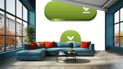 The set of two green download buttons Wall mural