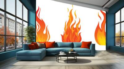 Set of 2D  fire flames. Wall mural