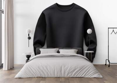 A black sweatshirt with a long sleeve on a white background Wall mural