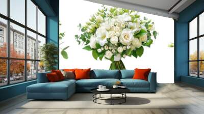 Pack of White flower bouquet set isolated on transparent background Wall mural