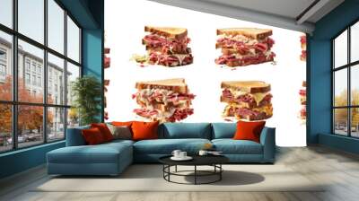 Set of Reuben Sandwich against transparent background Wall mural