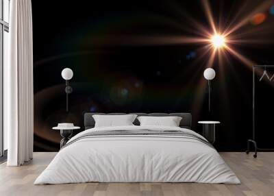 Natural, Sun flare on the black background Wall mural