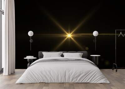 Natural, Sun flare on the black background Wall mural