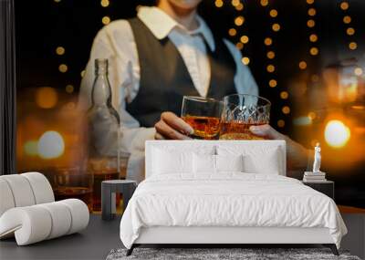 whiskey, for a friendly party in a bar or a restaurant. Wall mural