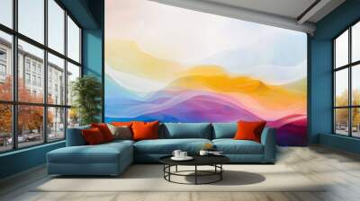 Embark on an ethereal journey through a surreal dreamscape where abstract shapes merge with the vibrant hues of the rainbow Wall mural