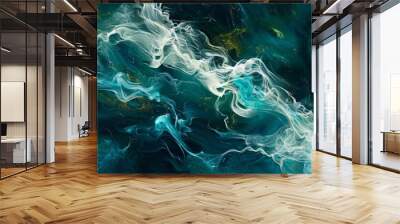 Explore the enigmatic depths of abstract water landscapes, where mysterious depths and hidden treasures await discovery Wall mural