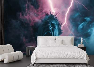 Intense photo person struck lightning intense emotion fear awe atmospheric dramatic moment 04 Wall mural