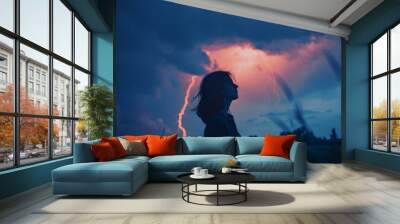 Intense photo person struck lightning intense emotion fear awe atmospheric dramatic moment 05 Wall mural