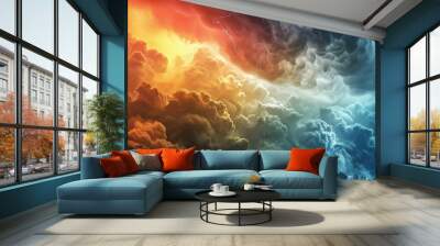 Witness the convergence of abstract art and the electrifying energy of thunderstorms in a captivating digital artwork Wall mural