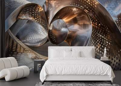 Witness the dynamic energy of abstract metal compositions, where bold forms command attention with metallic brilliance Wall mural