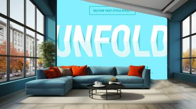 Unfold paper editable 3d vector text style effect. Editable illustrator text style. Wall mural