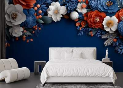 Elegant and traditional layered floral paper cut silhouette patterns with intricate botanical designs and textures perfect for various creative and decorative purposes Wall mural