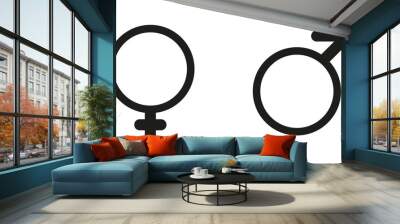 Black male and female gender symbols isolated - stock vector svg Wall mural