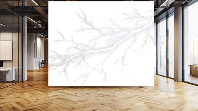 Bright white lightning bolt on transparent background Wall mural