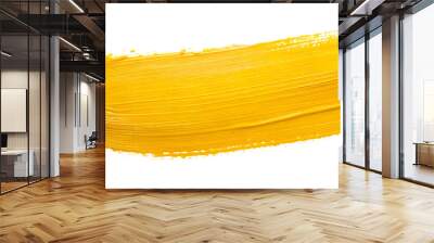 Bright yellow paint stroke on a clean white background in daylight, cut out transparent Wall mural