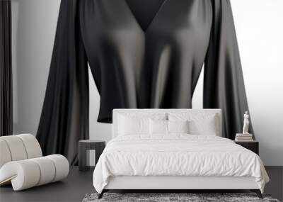 Elegant black blouse with puffed sleeves for women isolated transparent Wall mural