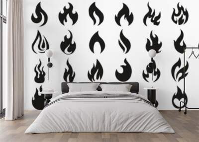 Fire icon vector set. Fire flame symbol. Flame icon collection. Wall mural