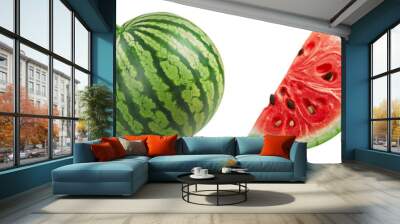 Fresh and ripe watermelon with slices and seeds Wall mural