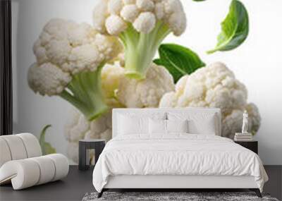 Fresh cauliflower florets isolated, PNG transparent Wall mural