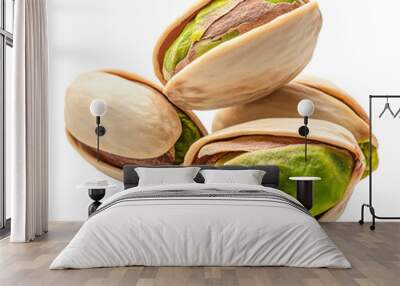 Freshly shelled pistachios on a white background isolated transparent background Wall mural