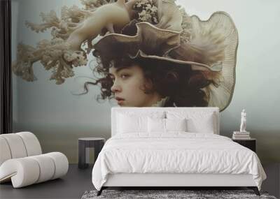 Girl with jellyfish haircut Wall mural