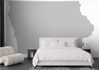 Gray solid map of the state of Iowa Wall mural