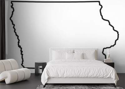 White solid outline of the state of Iowa Wall mural