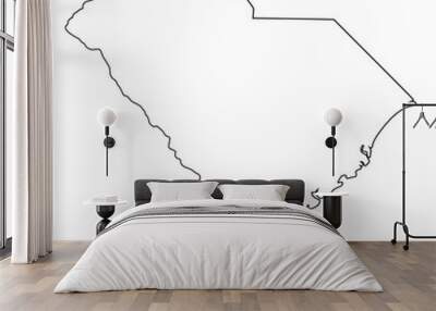 White solid outline of the state of South Carolina Wall mural