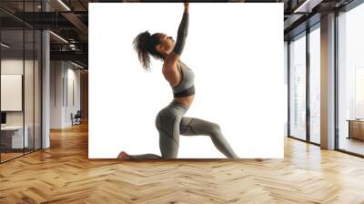 Woman Practicing Yoga in Athletic Wear, isolated on transparent background. Wall mural