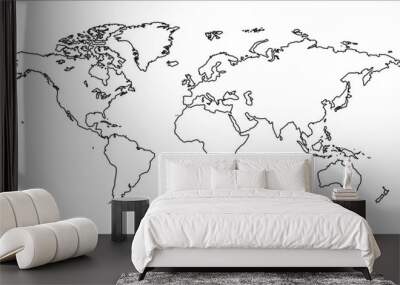 World Map transparent outline on isolated background Wall mural