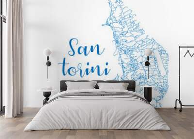 Santorini,Greece street art map,vector image for digital product ,wall art and poster prints. Wall mural