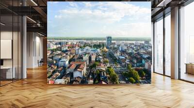 Aerial view of Sule pagoda in downtown, Yangon, Myanmar. Sule Pagoda located in the heart of Yangon Wall mural