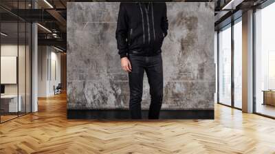 Full length studio portrait of attractive young man. Young Male Fashion Model Posing In Casual Outfit.  Wall mural