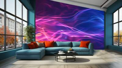 Blue smoke swirls in an intricate fractal pattern, dancing like fire against a black backdrop, a canvas of motion and light Wall mural