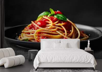 Delicious Spaghetti Food Photography Isolated Background Wall mural