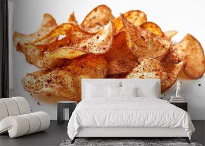 Pile of crispy potato chips seasoned with paprika and pepper Wall mural