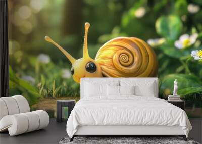 Smiling Snail in Nature Wall mural