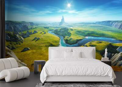 a colorful fantasy landscape Wall mural