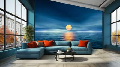 a sunset over the sea Wall mural