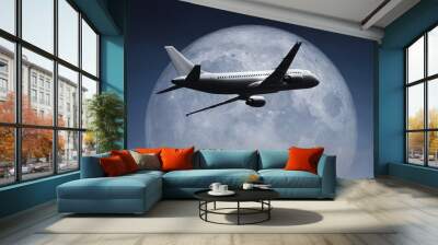 an airplane and the moon Wall mural