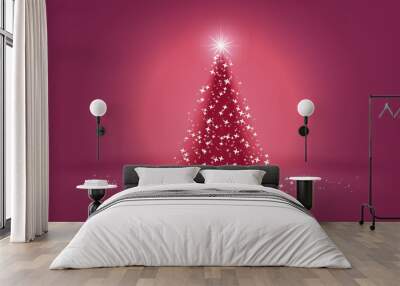 beautiful pink christmas tree of lights Wall mural