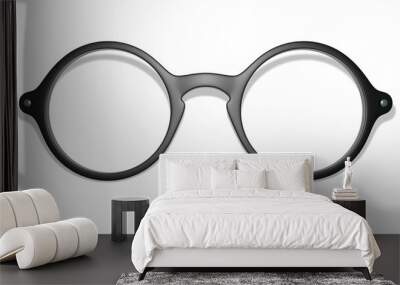 black glasses on white background Wall mural