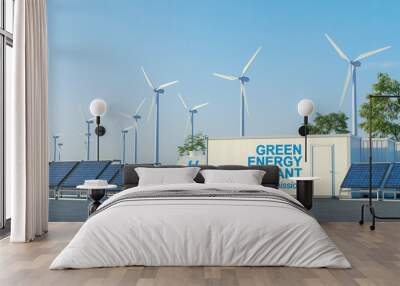 green energy plant with solar and wind power Wall mural