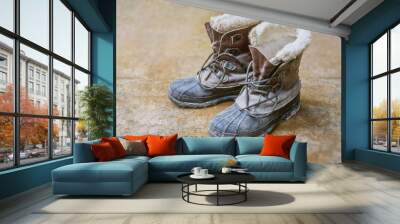 old dirty used boots Wall mural